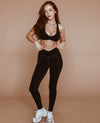 Cross-Front Pocket Legging - Black/White