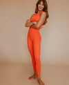 Ribbed High Neck Tank - Tangerine Tango