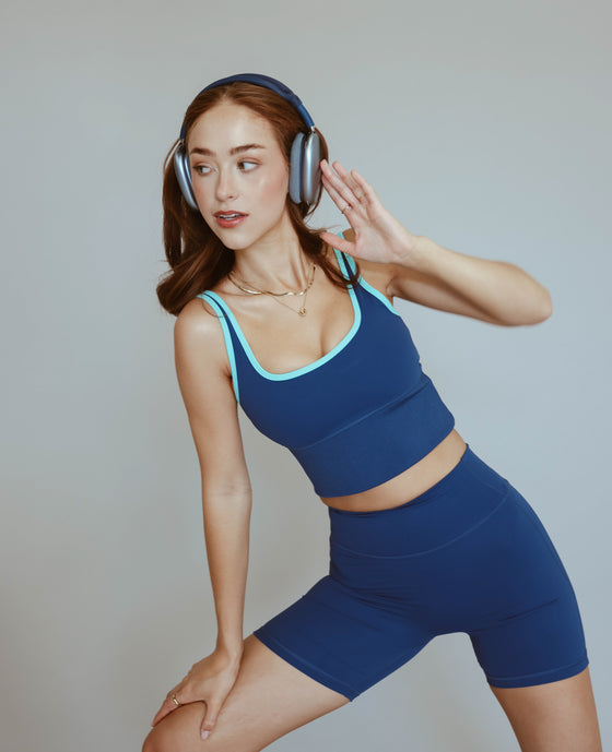 High Rise NFS Biker Short - Navy Peony