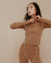 Mock Neck Zip-Up Jacket - Toasted Coconut