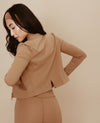 Mock Neck Zip-Up Jacket - Toasted Coconut