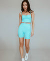 Ruched Crop Bra - Blue Radiance