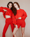 Cropped Fleece Sweatshirt - Radiant Red