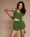 Full Length Ribbed Tank - Garden Green