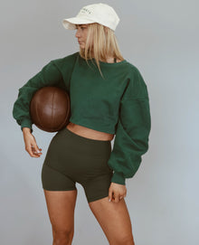  Cropped Fleece Sweatshirt - Duffel Green