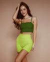 High Rise NFS Ribbed Biker Short - Lime Green