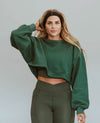 Cropped Fleece Sweatshirt - Duffel Green