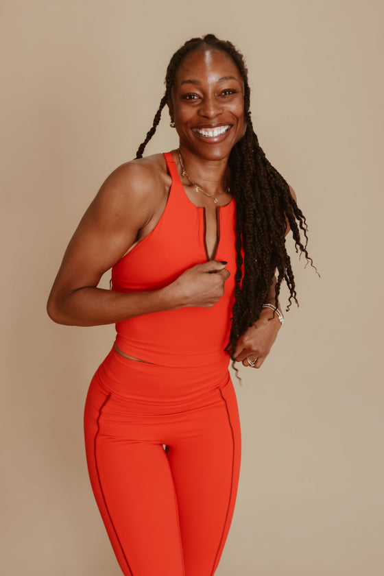 Zipper Longline Tank - Rockin Red