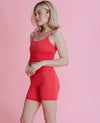Longline Ribbed Hem Tank - Watermelon