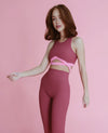 Ribbed High Neck Keyhole Top - Rosy Mauve