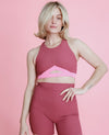 Ribbed High Neck Keyhole Top - Rosy Mauve