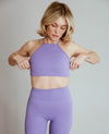 90's Halter T Back Bra - Paisley Purple
