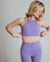 90's Halter T Back Bra - Paisley Purple