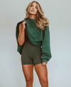 Cropped Fleece Sweatshirt - Duffel Green