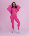 Cropped Fleece Sweatshirt - Pink Panther