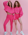 Cropped Fleece Sweatshirt - Pink Panther