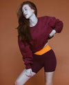 Cropped Fleece Sweatshirt - Windsor Wine