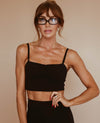 Ruched Crop Bra - Black
